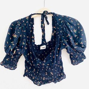 Urban Outfitters Floral Puff Sleeve Crop Top